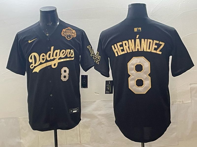 Men 2026 Los Angeles Dodgers #8 Hernandez Black gold Game Nike MLB Jersey 0005->los angeles dodgers->MLB Jersey